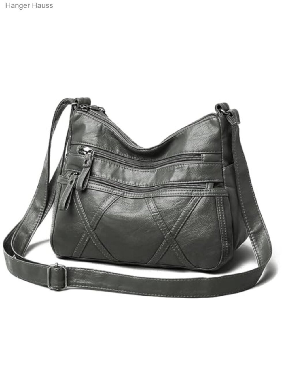 Small Crossbody Bag Washed PU Leather Vegan Shoulder Purse Multi Pockets
